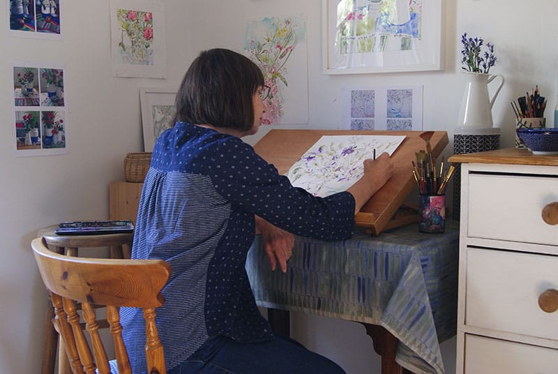 Mary working in her studio
