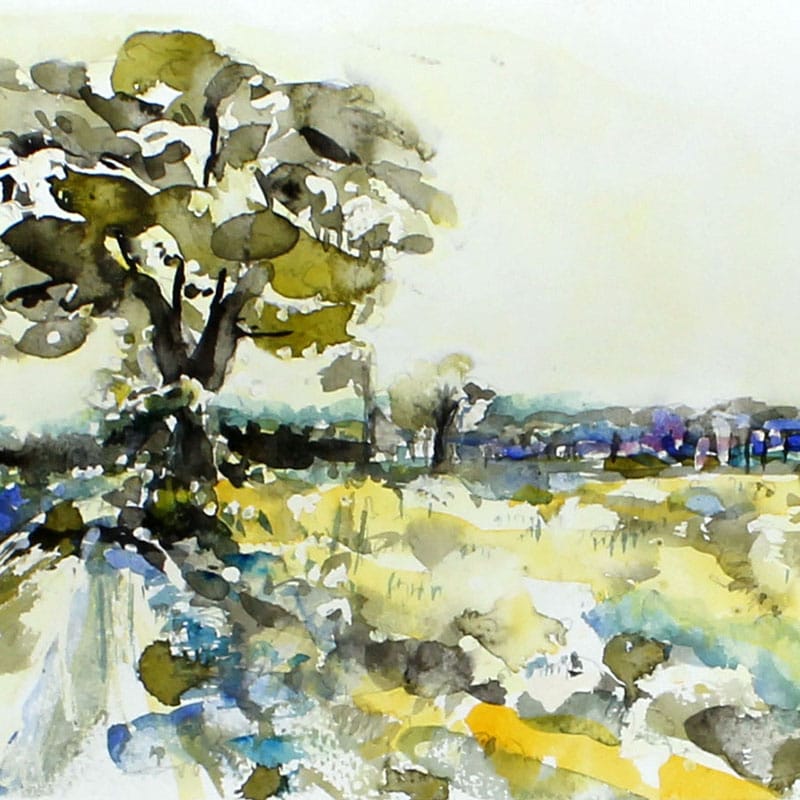 Watercolour painting of landscape near Martlesham Creek