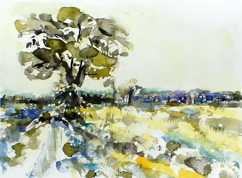 Watercolour painting of landscape near Martlesham Creek