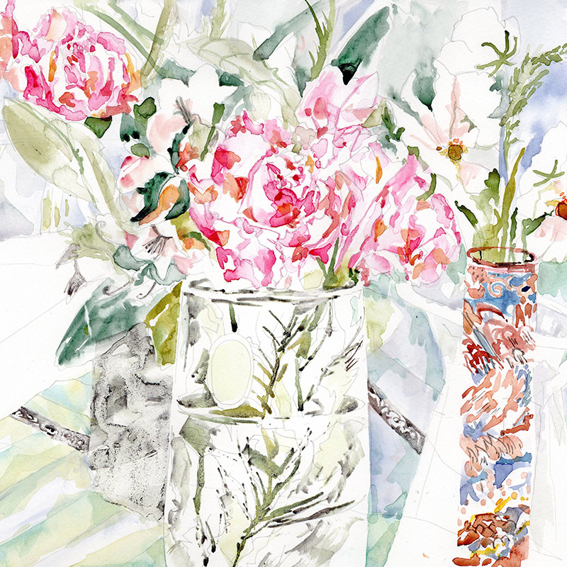 Watercolour painting of roses